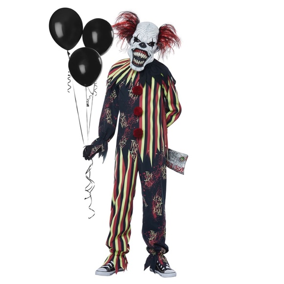 Glow in the Dark Scary Clown Costume Child small (6-8) - Picture 1 of 7